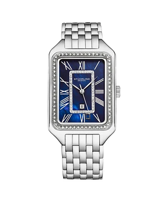 Stuhrling Lustra 32mm Rectangle Quartz Fashion Watch with Crystals