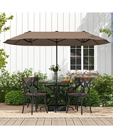 Gymax 13FT Double-sided Patio Umbrella w/ Crank Handle Base Safety Lock