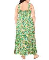Vince Camuto Plus Printed Square-Neck Sleeveless Maxi Dress