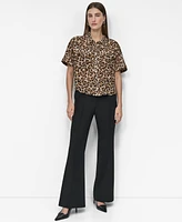 Dkny Women's Printed Chiffon Camp Shirt