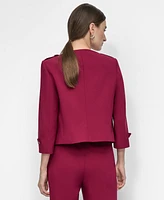 Dkny Women's Zip-Front Collarless Cropped Jacket