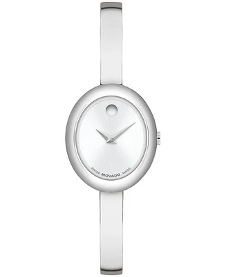 Movado Women's Museum Oval Bangle Swiss Quartz Stainless-Steel Watch, 22 x 26mm