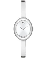 Movado Women's Museum Oval Bangle Swiss Quartz Stainless-Steel Watch, 22 x 26mm