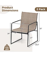 2 Pcs Outdoor Dining Chairs Patio Furniture Chair with Breathable Seat & Backrest