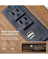 Miguel 2-Drawer Solid Wood End Table with Built-in Power Outlet and Usb Ports