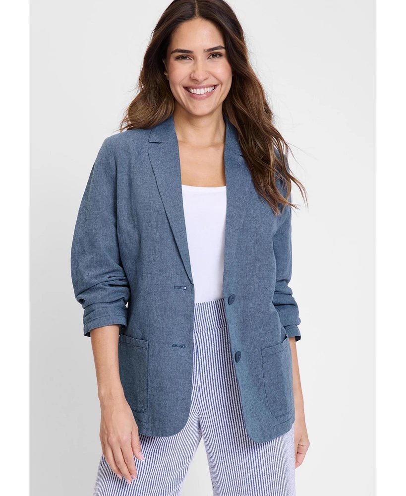 Olsen Women's Classic Cotton Linen Blazer