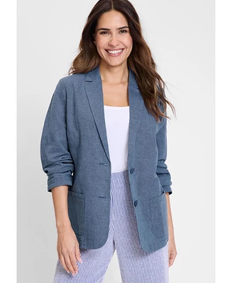 Olsen Women's Classic Cotton Linen Blazer