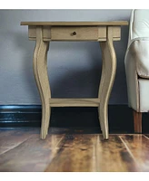 Contemporary Oval End Table with Drawer and Shelf in Manufactured Wood