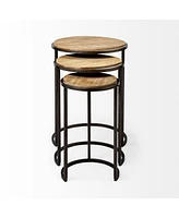 Solid Wood Round End Tables Set – Ideal for Modern and Rustic Interiors