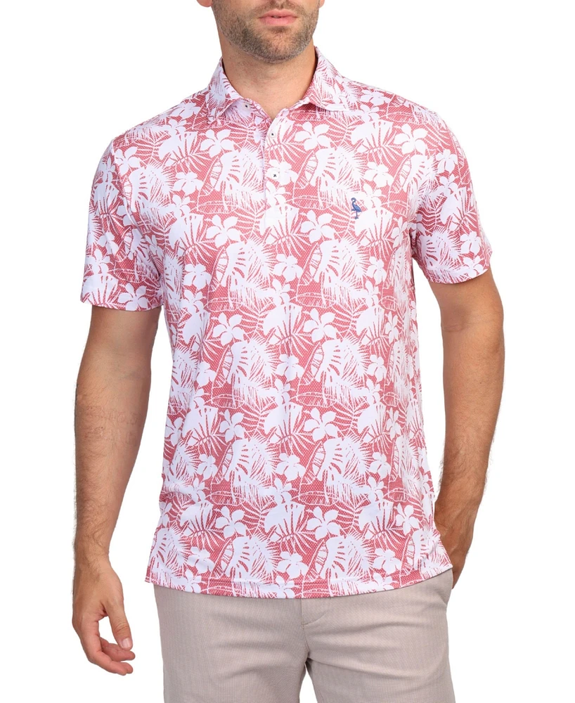 Tailorbyrd Men's Tropical Hibiscus Performance Polo