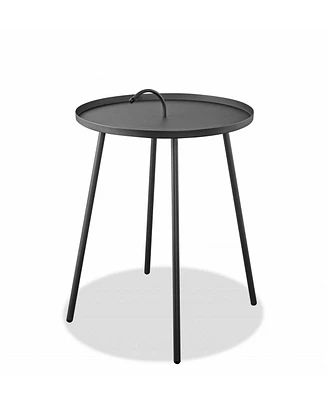 Contemporary Round Accent Table in Stainless Steel