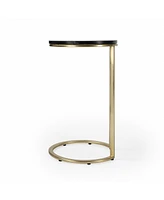 Contemporary Round Marble End Table with Sleek Design
