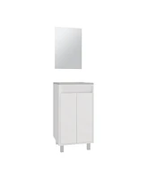 Ingold Bathroom Set, Cabinet with Sink + Mirror, 2 Doors, 4 Legs, 2 Shelves, 1 Mirror, White