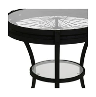 Modern Glass and Metal Round End Table with Open Shelf