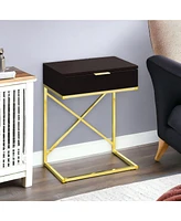 Modern Farmhouse End Table with Wood Top and Metal Frame