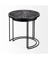 Set of Two 20" Black Round End Table