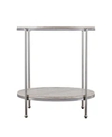 24" Chrome Manufactured Wood And Iron Rectangular End Table With Shelf