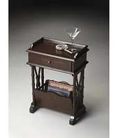 24" Black Solid and Manufactured Wood End Table With Drawer And Shelf With Magazine Holder