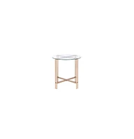 Contemporary Glass and Metal Round End Table with Elegant Finish