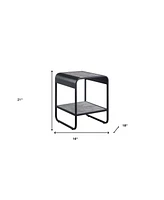 Contemporary Rectangular End Table with Metal Frame and Storage Shelf