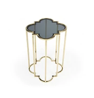 24" Gold And Black Glass Free Form End Table
