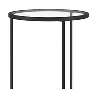 Minimalist Round End Table with Clear Tempered Glass Top and Metal Base