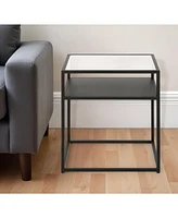 Steel Square End Table with Shelf – Minimalist Design for Modern Spaces