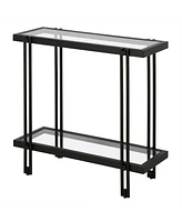 Stylish 24-Inch Clear Glass End Table With Metal Base with Lower Display Shelf