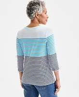 Style & Co Women's Printed Pima Cotton 3/4-Sleeve Top, Exclusively at Macy's