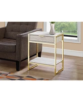 Wood and Metal End Table with Storage Drawer Shelf – Industrial Style