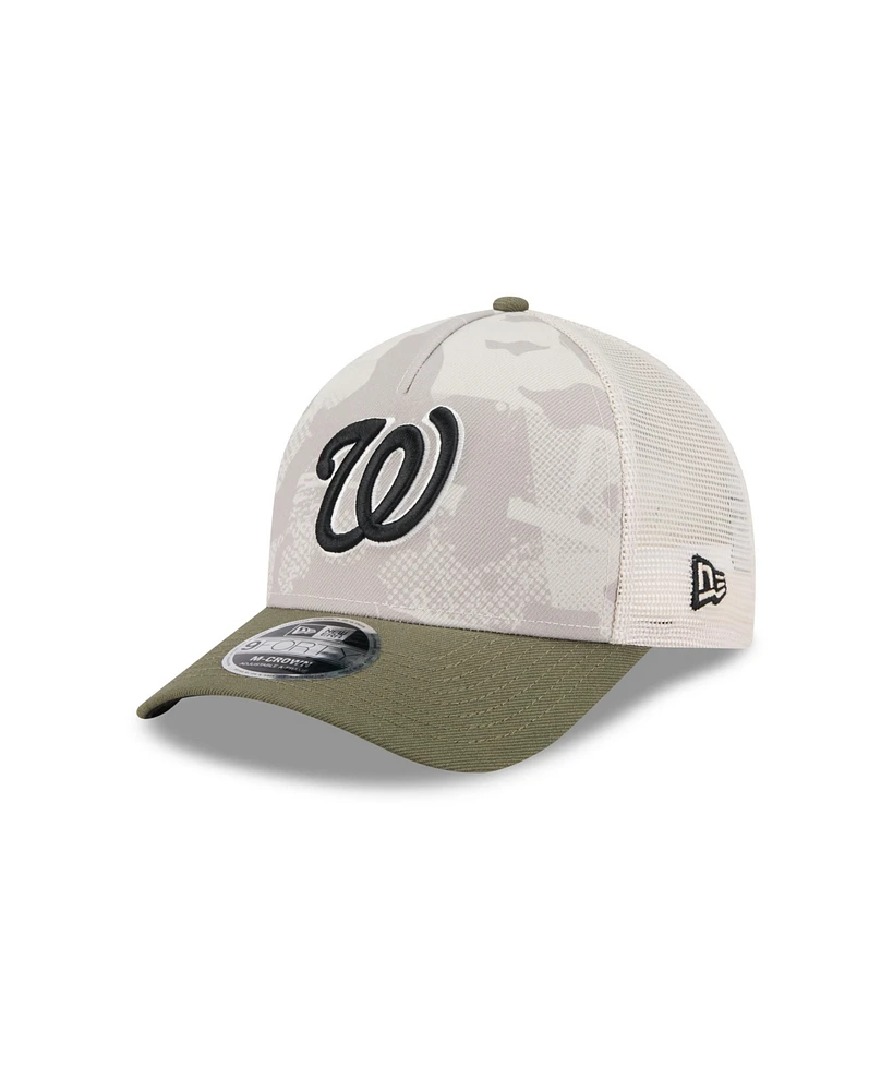 New Era Men's Light Beige/Olive Washington Nationals 2025 Armed Forces Day 9FORTY M-Crown A-Frame Adjustable Hat