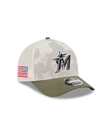 New Era Men's Light Beige/Olive Miami Marlins 2025 Armed Forces Day 9FORTY M-Crown A-Frame Adjustable Hat