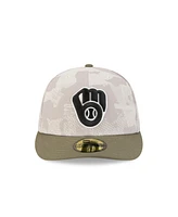 New Era Men's Light Beige/Olive Milwaukee Brewers 2025 Armed Forces Day 59FIFTY Fitted Hat