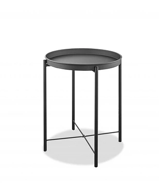 Modern Aluminum Round Accent Table – Perfect for Small Spaces