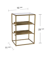 Rectangular End Table with Two Shelves for Living Room or Bedroom Storage