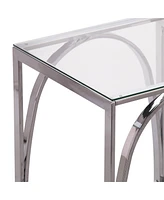 22" Chrome Glass And Iron Square End Table