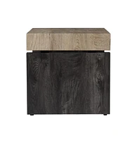 20" Natural Wood Manufactured Wood And Iron Square End Table