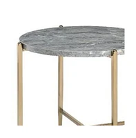 Industrial Round End Table with Manufactured Wood and Metal Frame