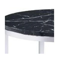 Contemporary Faux Marble and Metal Round End Table with Storage Shelf