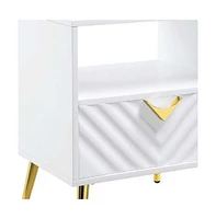 Industrial Rectangular End Table – Wood and Metal with Drawer & Shelf
