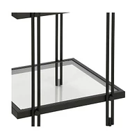 Glass and Steel End Table with Storage Shelf – Ideal for Modern Interiors