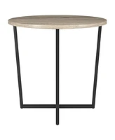 Rustic 20" Round End Table Wood Top with Sturdy Steel Frame