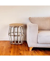 Rustic Wood Round End Table for Compact Spaces and Home Decor