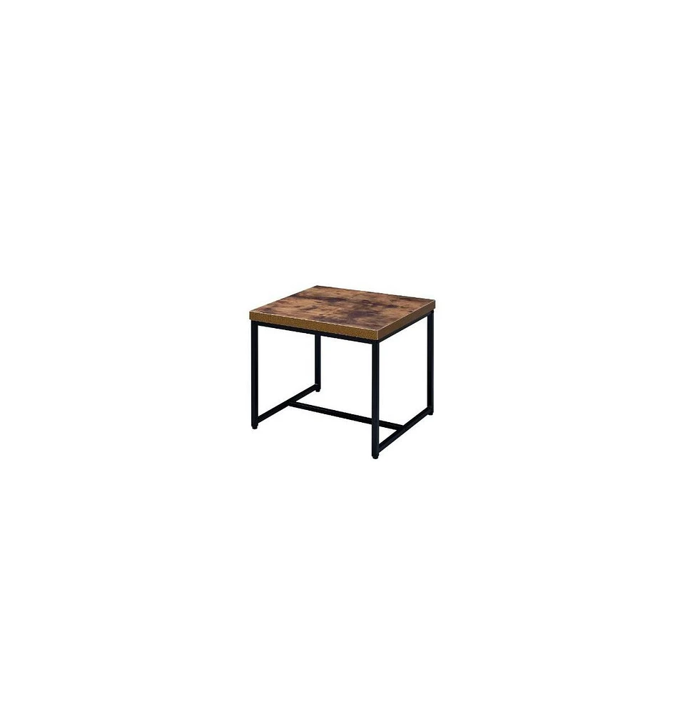 Industrial End Table with Metal Frame and Manufactured Wood Top
