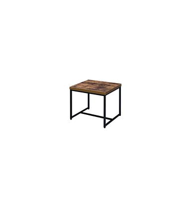 Industrial End Table with Metal Frame and Manufactured Wood Top
