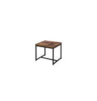 Industrial End Table with Metal Frame and Manufactured Wood Top