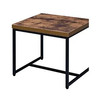 Industrial End Table with Metal Frame and Manufactured Wood Top