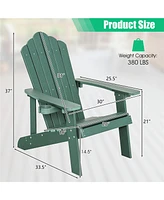 Gymax 2PCS Patio Hips Adirondack Chair w/ Cup Holder Weather Resistant 380 Lbs