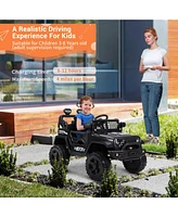 Funtok Kids Electric Powered Ride on Car 12V with Remote Control, Electric Vehicle with Low Battery Reminder, 3 Speeds, Radio, Horn, Usb Port, Aux, Op