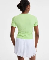 Id Ideology Women's Overlap Cropped Crewneck T-Shirt, Exclusively at Macy's
